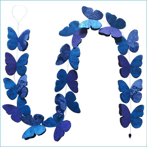 LLA654-BlueNote Double Butterfly Garland